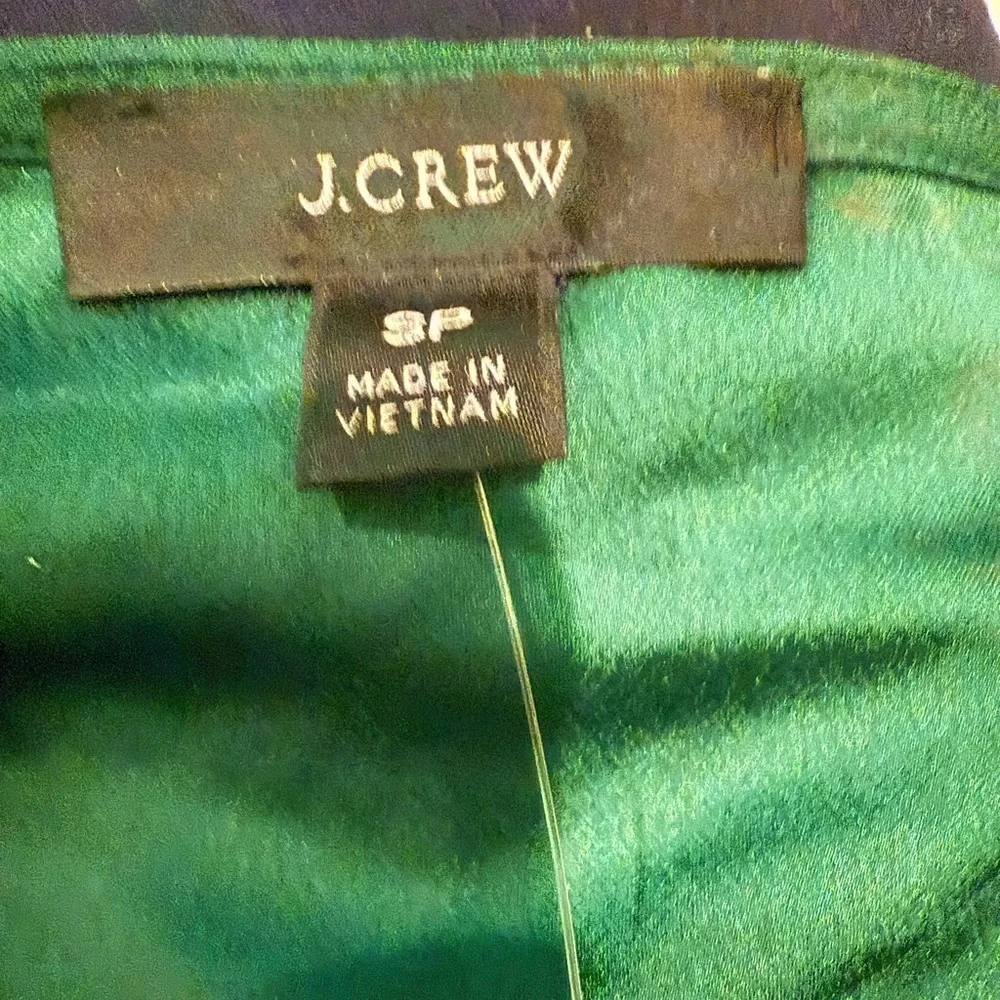 J Crew Womens Puff-sleeve satin-back crepe top green Size SP